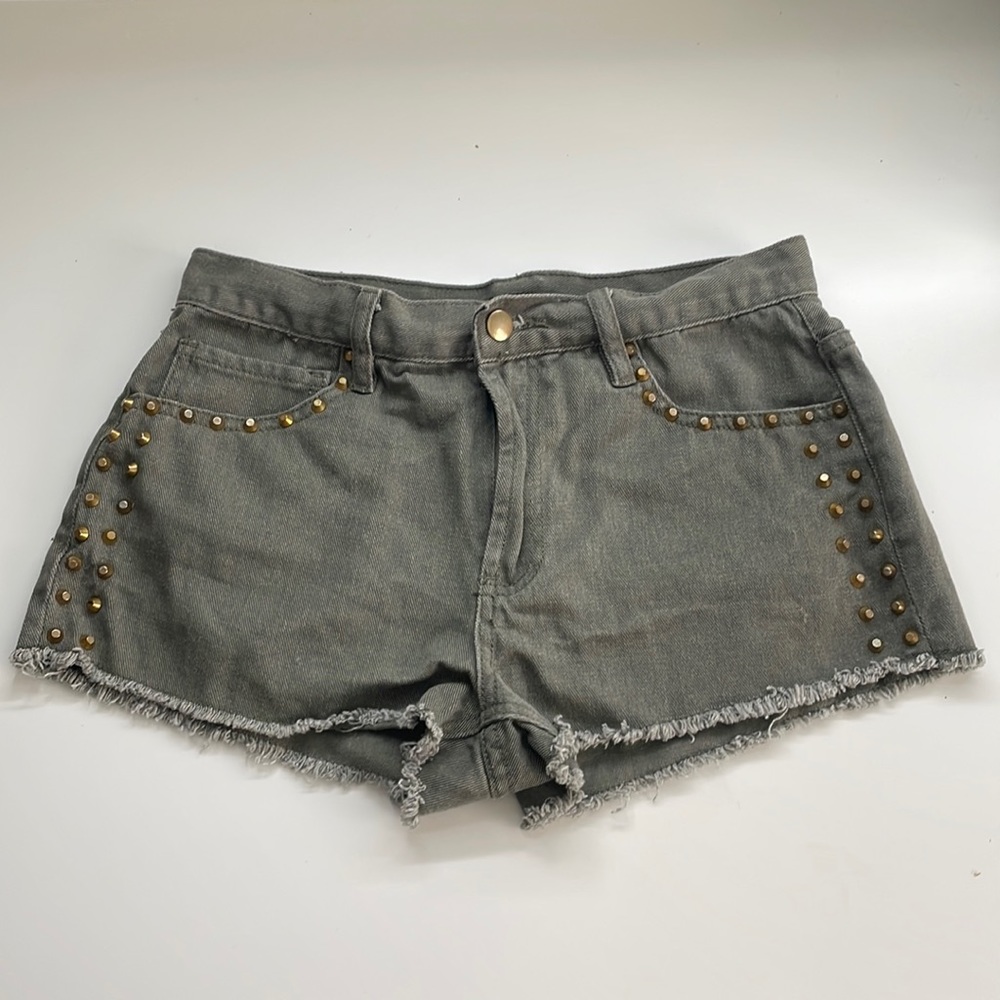 3/$20 Olive green studded shorts